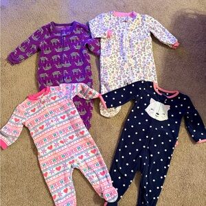 Fleece zip up onesie sleeper bundle 6-9 months